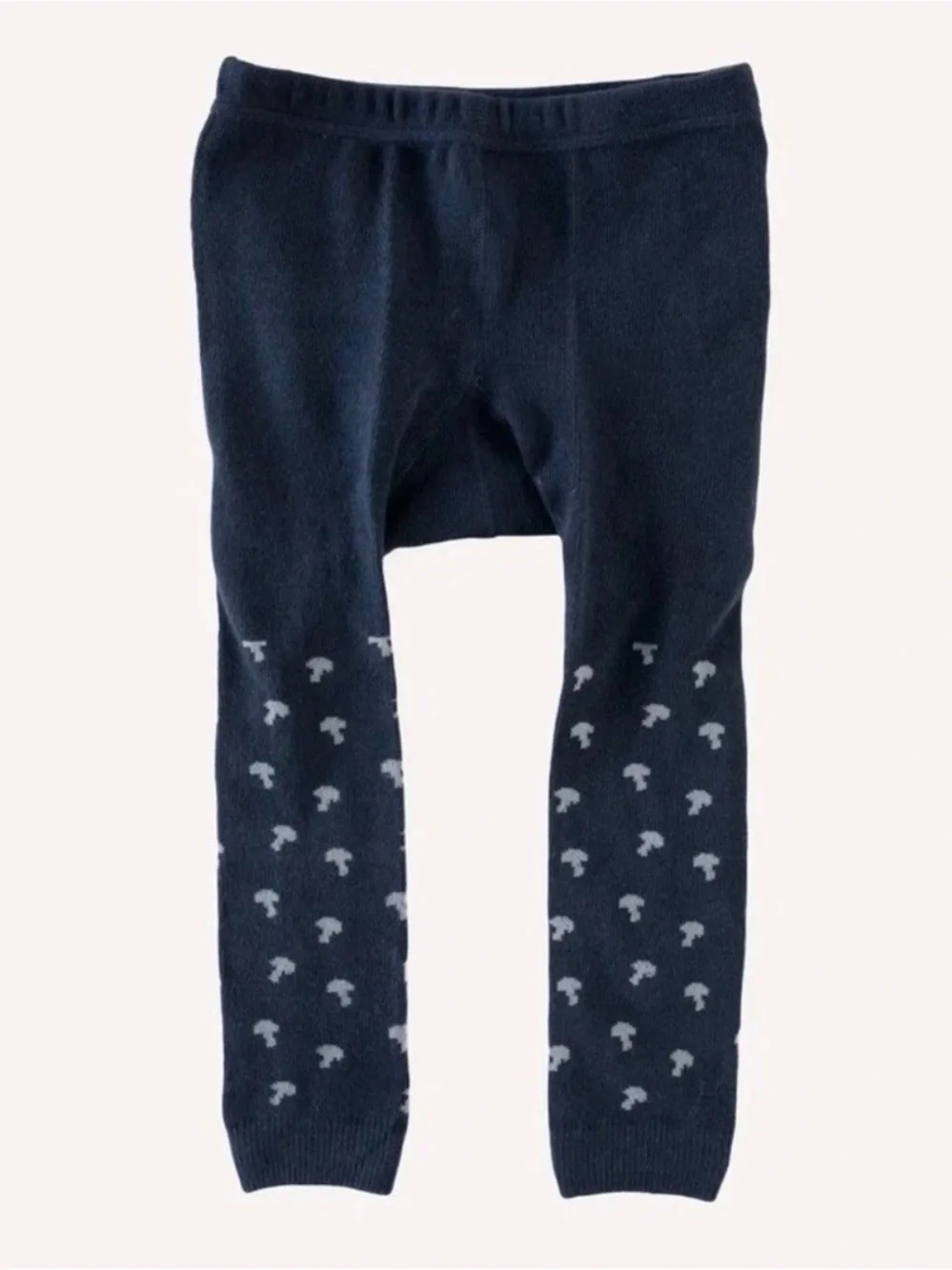 NWT Kate Quinn Organic Cotton Jacquard Navy Baby Footless Tights 18-24m Mushroom